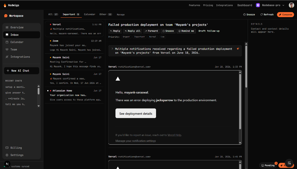 Hedwigs Inbox Feature